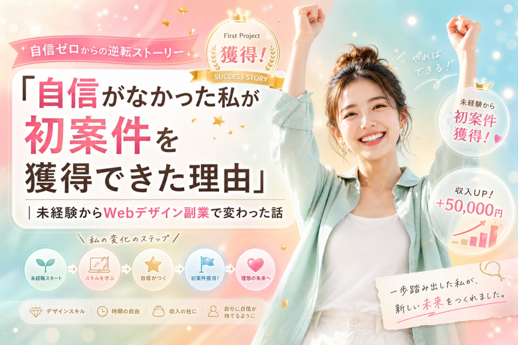 「自信がなかった私が初案件を獲得できた理由」|未経験からWebデザイン副業で変わった話