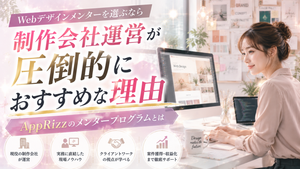 Webデザインメンターを選ぶなら制作会社運営が圧倒的におすすめな理由｜WebデザインスクールAppRizz（アップリズ）のメンタープログラムとは