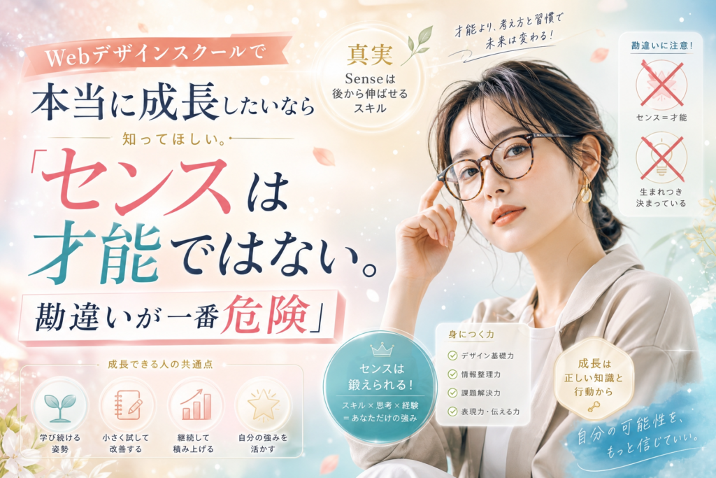 Webデザインスクール大阪で本当に成長したいなら知ってほしい。「センスは才能ではない。勘違いが一番危険」