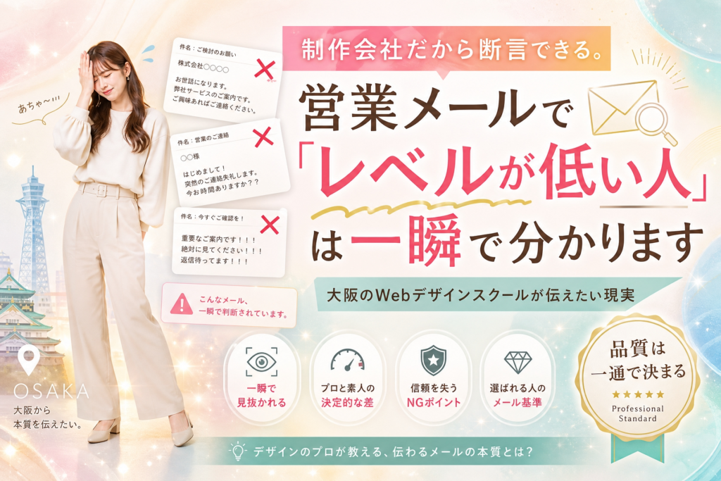 制作会社だから断言できる。営業メールで「レベルが低い人」は一瞬で分かります|大阪のWebデザインスクールが伝えたい現実