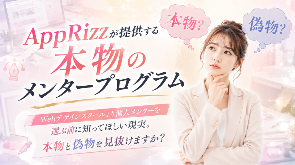 WebデザインスクールAppRizzが提供する本物のメンタープログラム｜個人メンターを選ぶ前に知ってほしい現実。本物と偽物を見抜けますか？