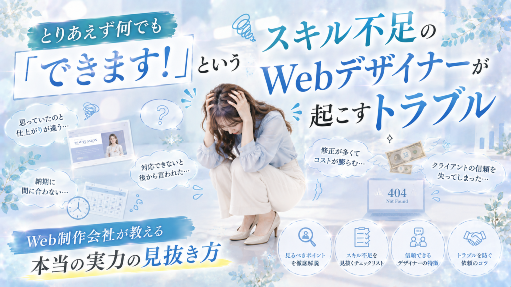 とりあえず何でも「できます！」というスキル不足のWebデザイナーが起こすトラブル｜大阪のWeb制作会社が教える本当の実力の見抜き方