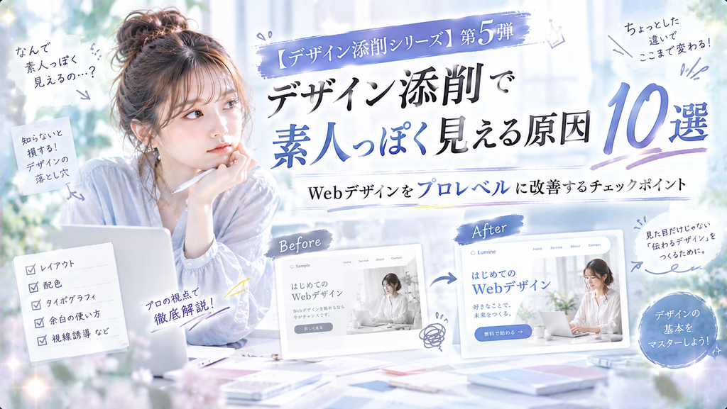 デザイン添削で素人っぽく見える原因10選｜Webデザインをプロレベルに改善するチェックポイント