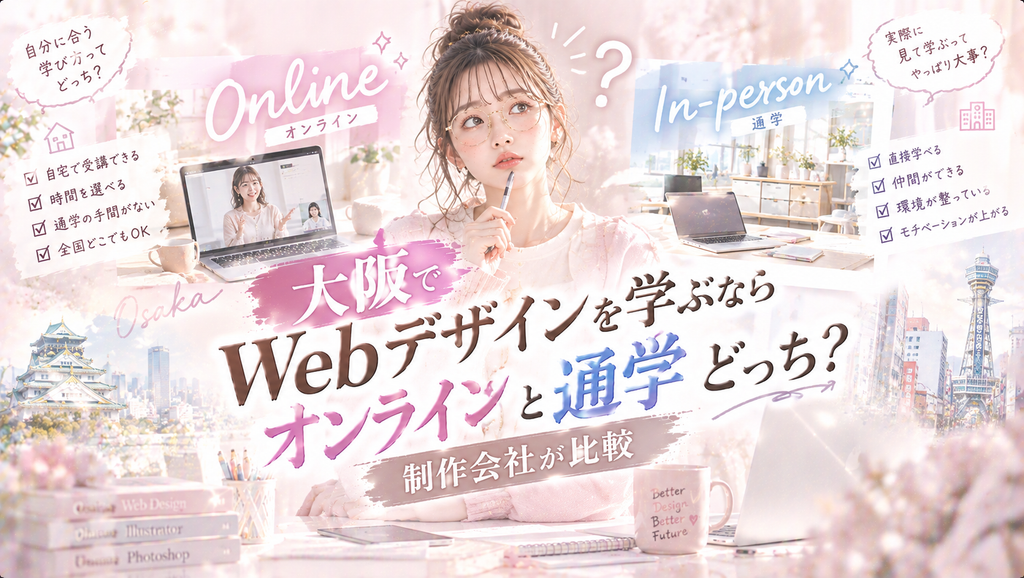 大阪でWebデザインを学ぶならオンラインと通学どっち?制作会社が比較